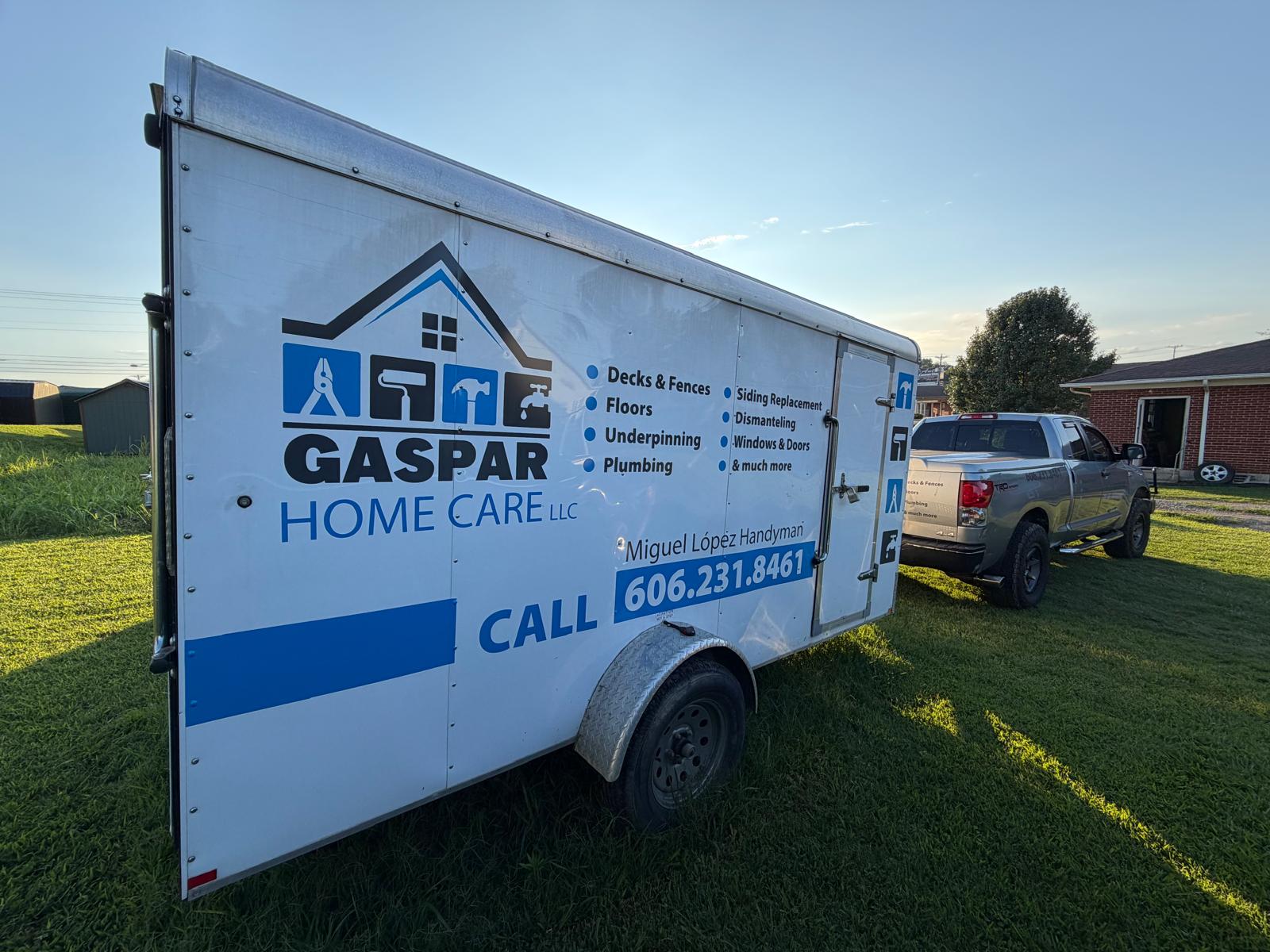 Gaspar Home Care LLC trailer side graphics
